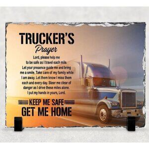 Photo Rock Slate Truckers Prayer Picture Stone Plaque